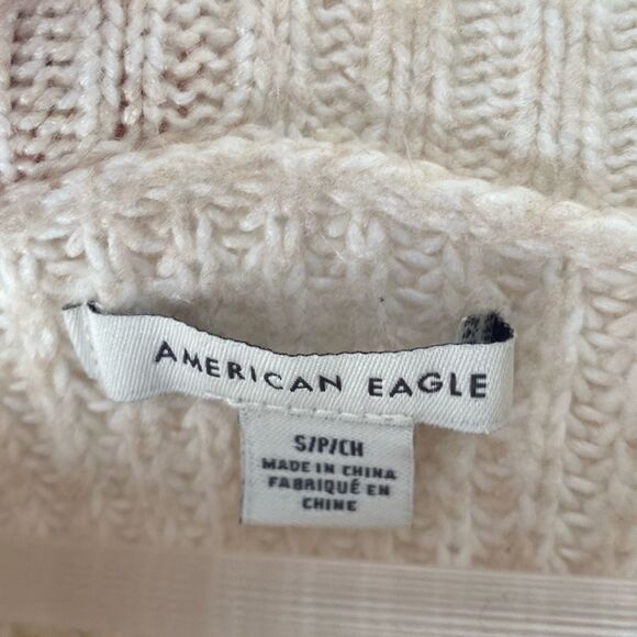 AE American Eagle Oversized Dreamspun Crew Neck Sweater‎ S Cream - Picture 3 of 5
